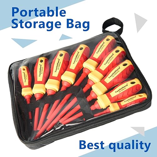 Miniatura 7 de Juego de 9 destornilladores eléctricos aislados de 1000 V, 4 Phillips y 5 destornilladores ranurados, con probador de voltaje, puntas magnéticas