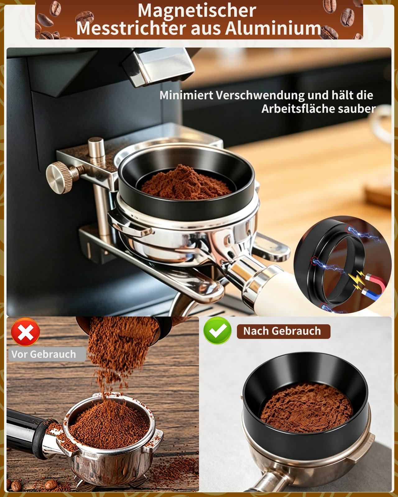 Akcesoria do sitka, 51 mm, dystrybutor kawy 51 mm, narzędzie do wyrównywania espresso, kompletny zestaw barista z narzędziem WDT, tamper, pierścieniem dozującym, krążkiem i szczotką do czyszczenia