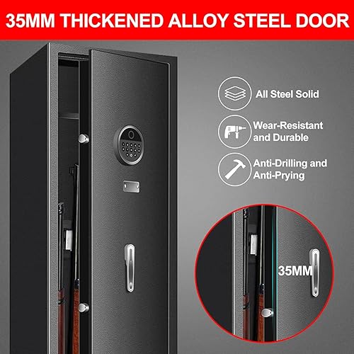 Miniatura 5 de Actualizado 2024 7-8 cajas fuertes biométricas extra grandes para rifle y pistolas caseras, resistentes antirrobo para rifles y escopetas con