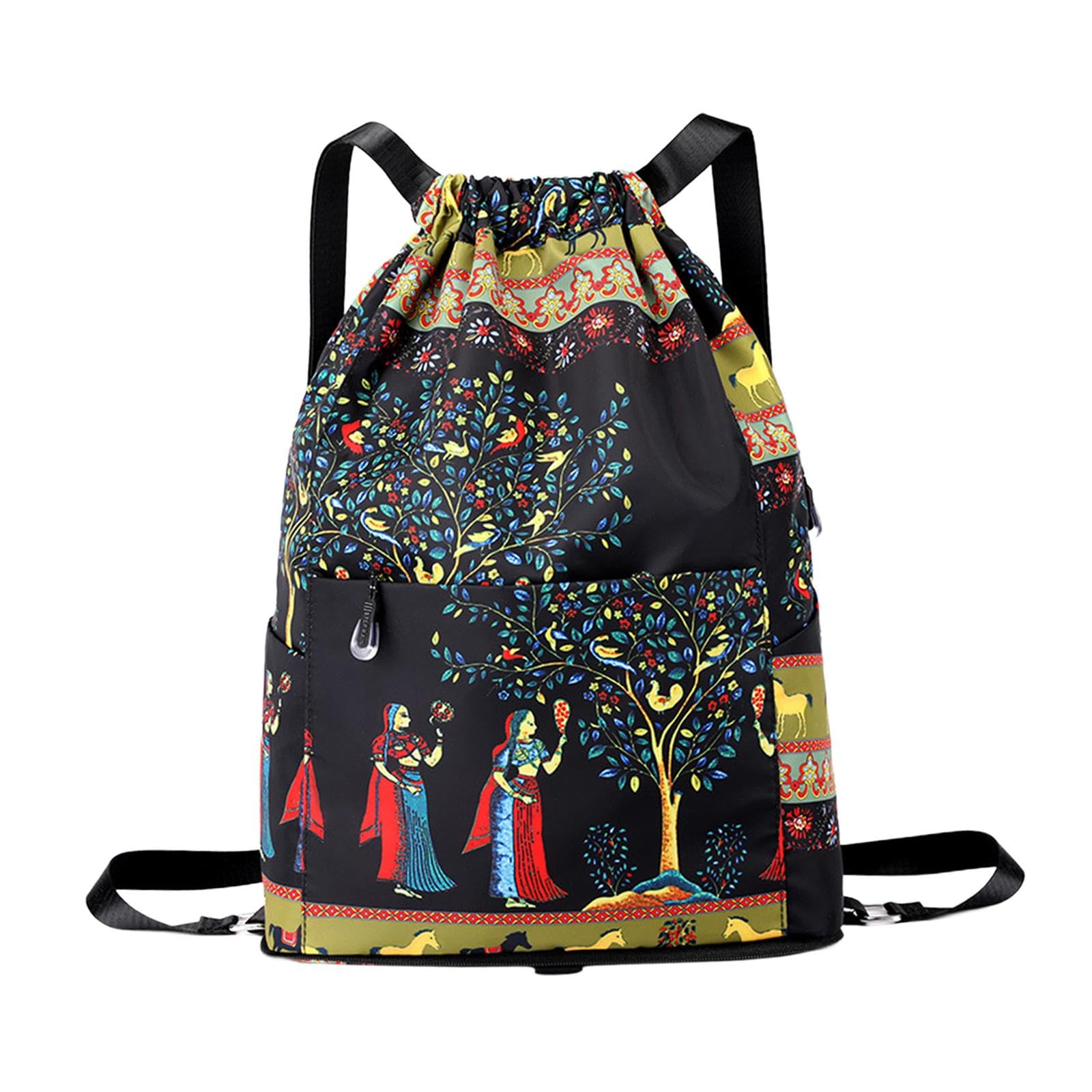 Drawstring Backpack With Front Pocket Draw String Bag For Gym Travel Outdoor Tree|Clothing Shoes & Accessories|Womens Handbags & Bags-image-24