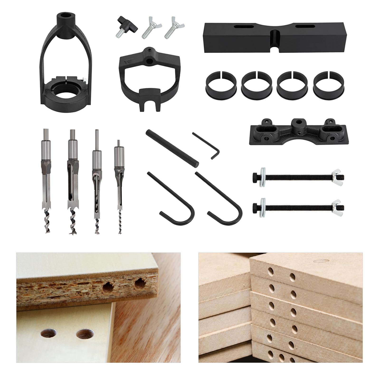 Juego de 21 brocas y cinceles con 4 casquillos de alta precisión, 1 maletín de almacenamiento para marcos de ventanas, fábricas de muebles, tiendas de maquetas