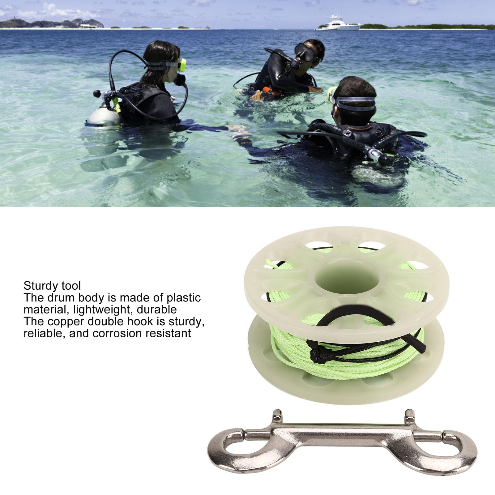 Moulinet De Plongée Leopacat – 46 M De Nylon Blanc, ABS, Pouce, Portable, Pour épave, Grotte, Apnée