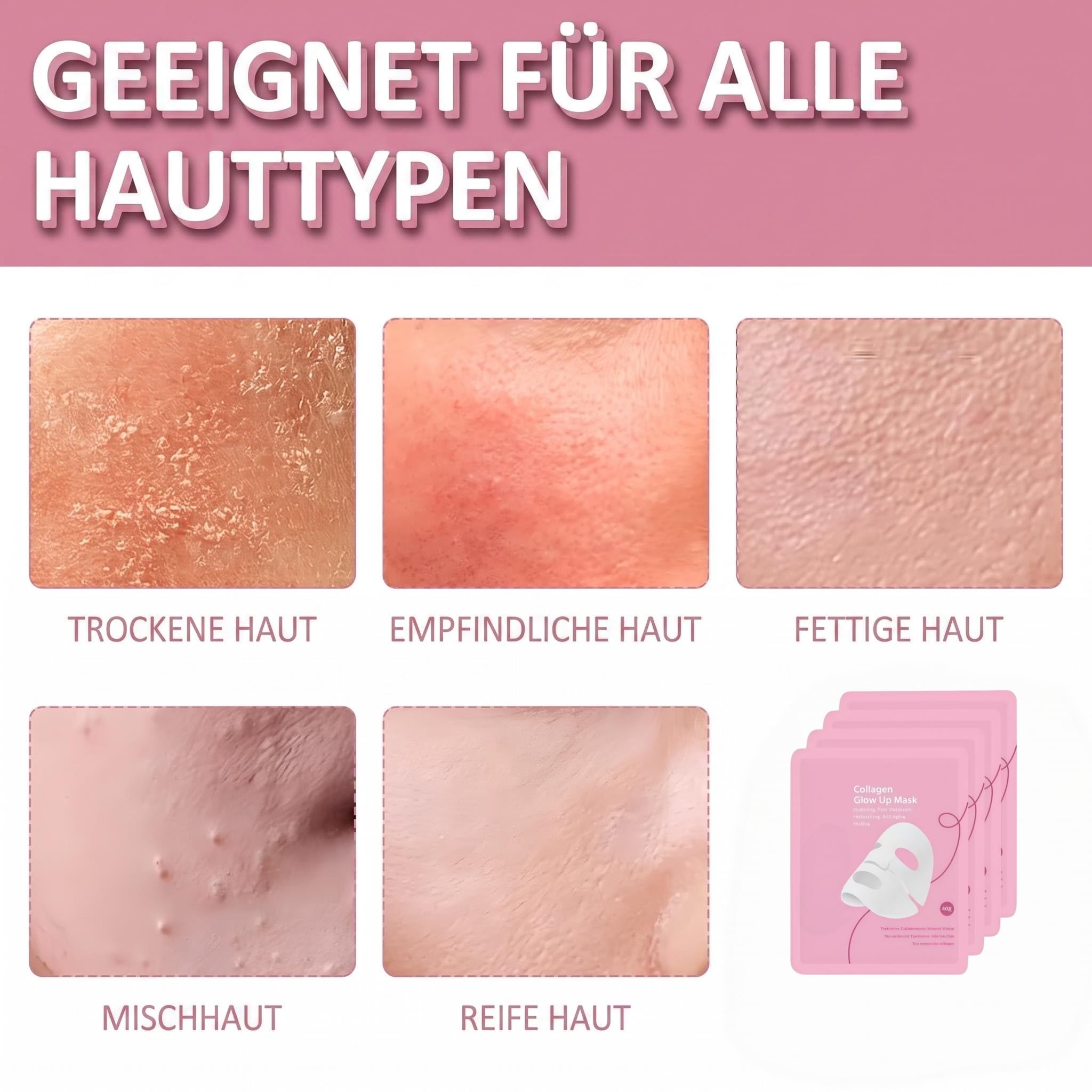 areum Kollagen Glow Up Maske 2.0 – 4 Bio-Masken für Glass Skin