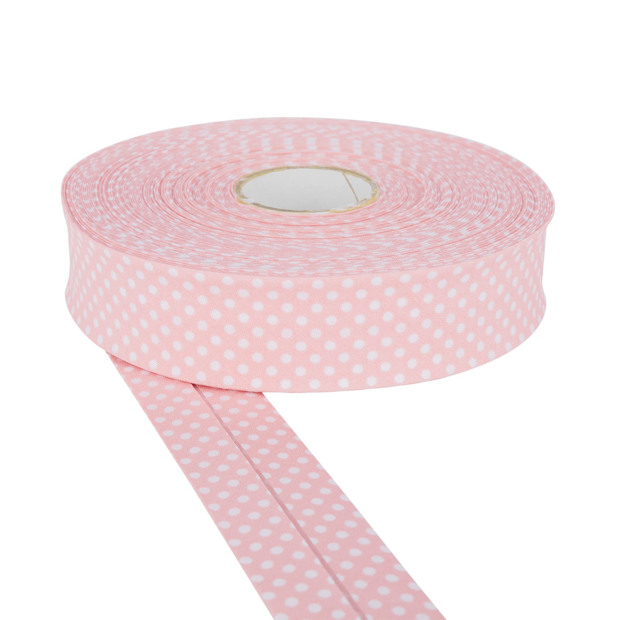 DFL 30mm Polka Dot Cotton Twill Bias Binding Tape – Double Fold – Edging for Sewing, Bunting, Quilting, Crafts & Garment Finishing – Available in 5m & 25m (Dusky Pink, 5 Metre)