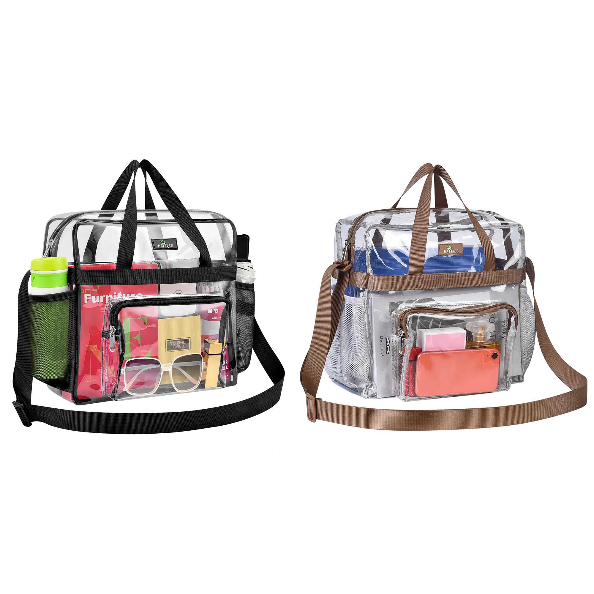 MAYTREE Clear Bag Stadium Approved 12×6×12 for Women, Large Clear Tote Lunch Bag with Reinforced Shoulder Straps for Concert Outfits and Festival