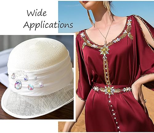 Miniatura 7 de 180 piezas de diamantes de imitación de color AB para coser con agujas de coser, gemas de cristal redondas para diademas, zapatos, ropa, bolsas de