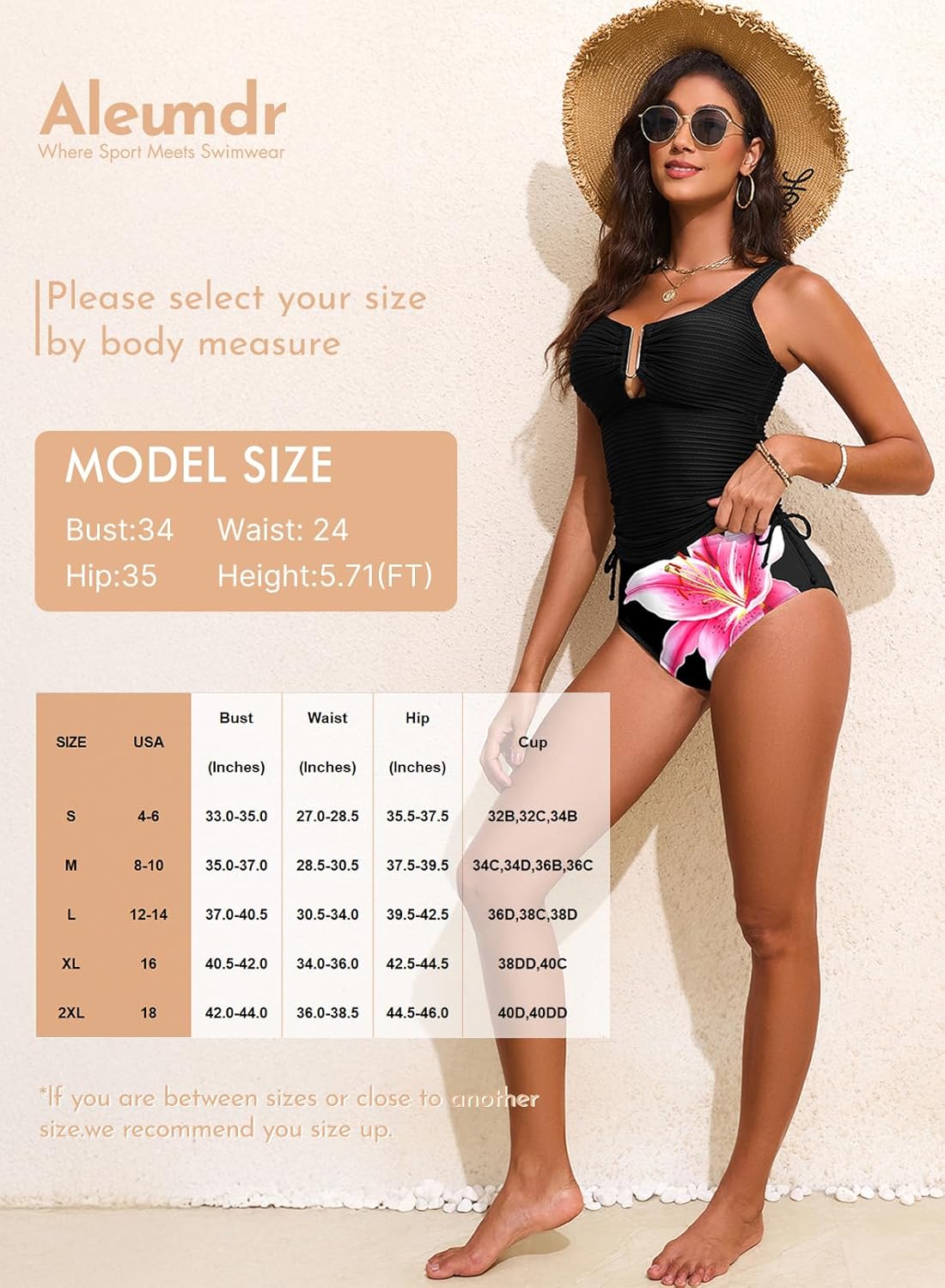 Aleumdr Women's Textured Tankini Swimsuits Tummy Control Ruched U-Wire Cutout Two Piece Bathing Suits with Bottom - Image 6