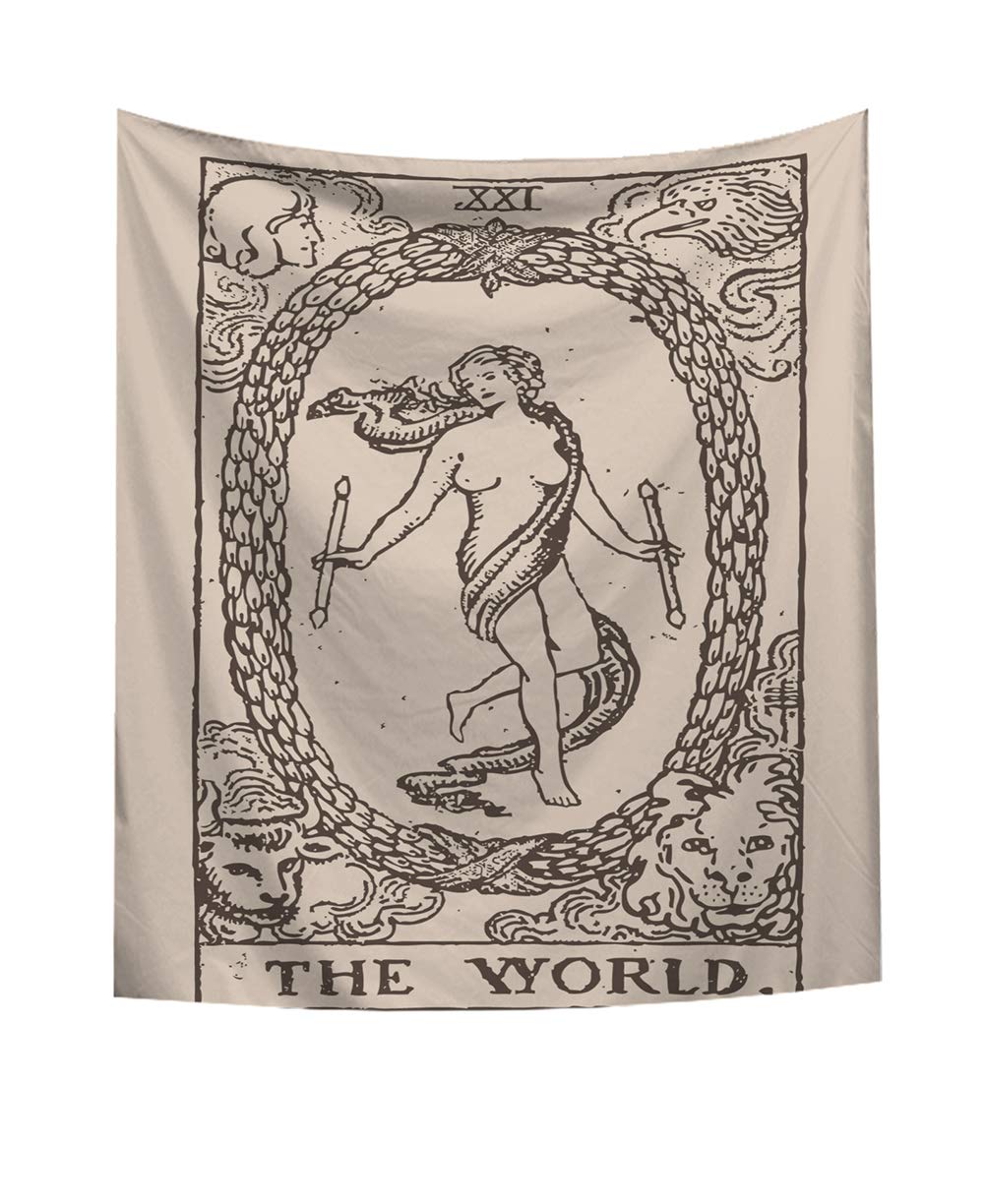 Boyouth Multicolor11 The World,Xxi Tarot Tapestry Wall Hanging,European Style Pattern Digital Print Wall Tapestry For Living Room Bedroom Dorm Decor,37.4 Inch By 28.7 Inch