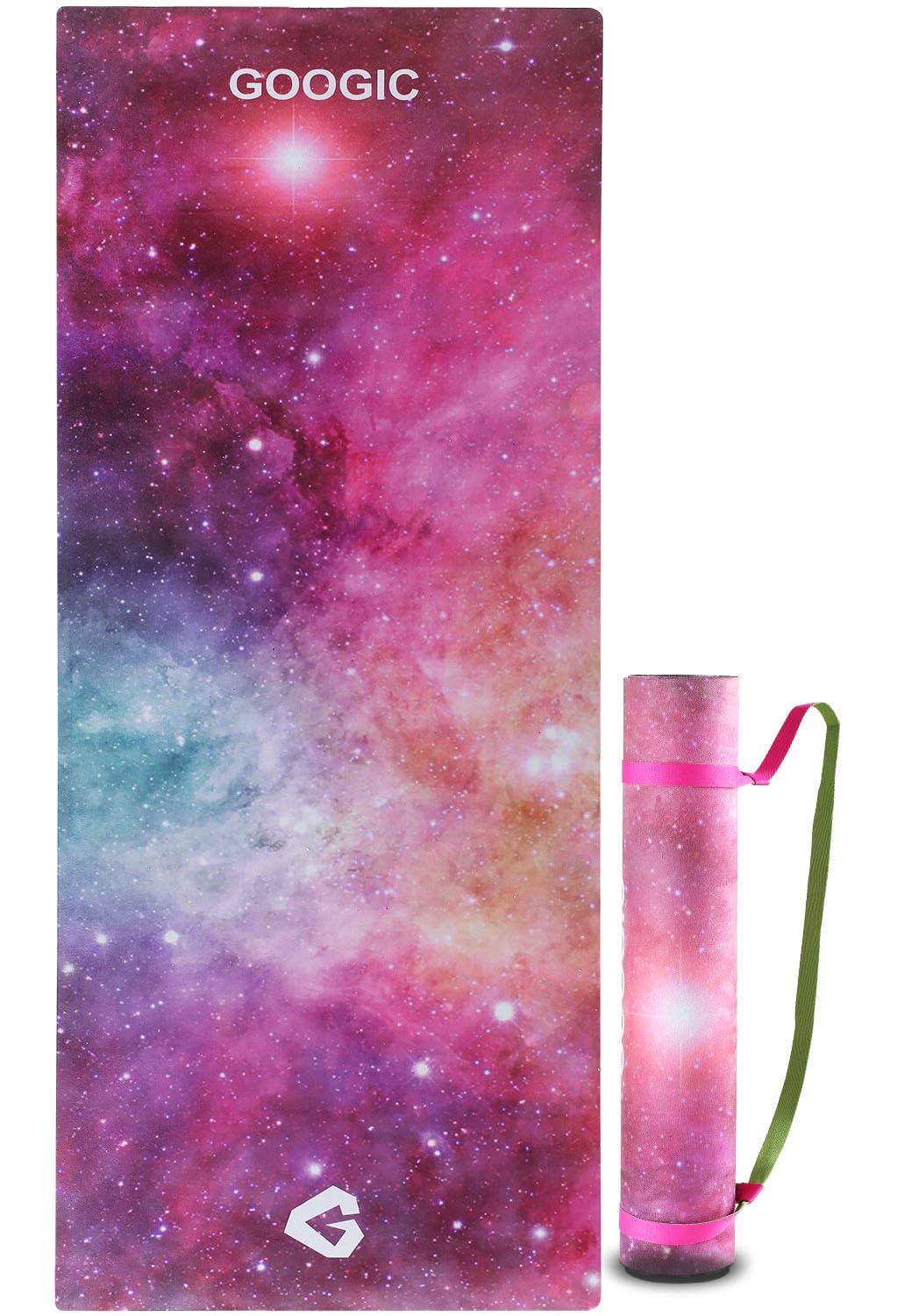 GOOGIC Suede Rubber Yoga Mat, Non-Slip Yoga Mat 4.5mm Thick Printed Exercise Mats with Strap for Home Workout- Ideal for Yoga, Pilates, Fitness