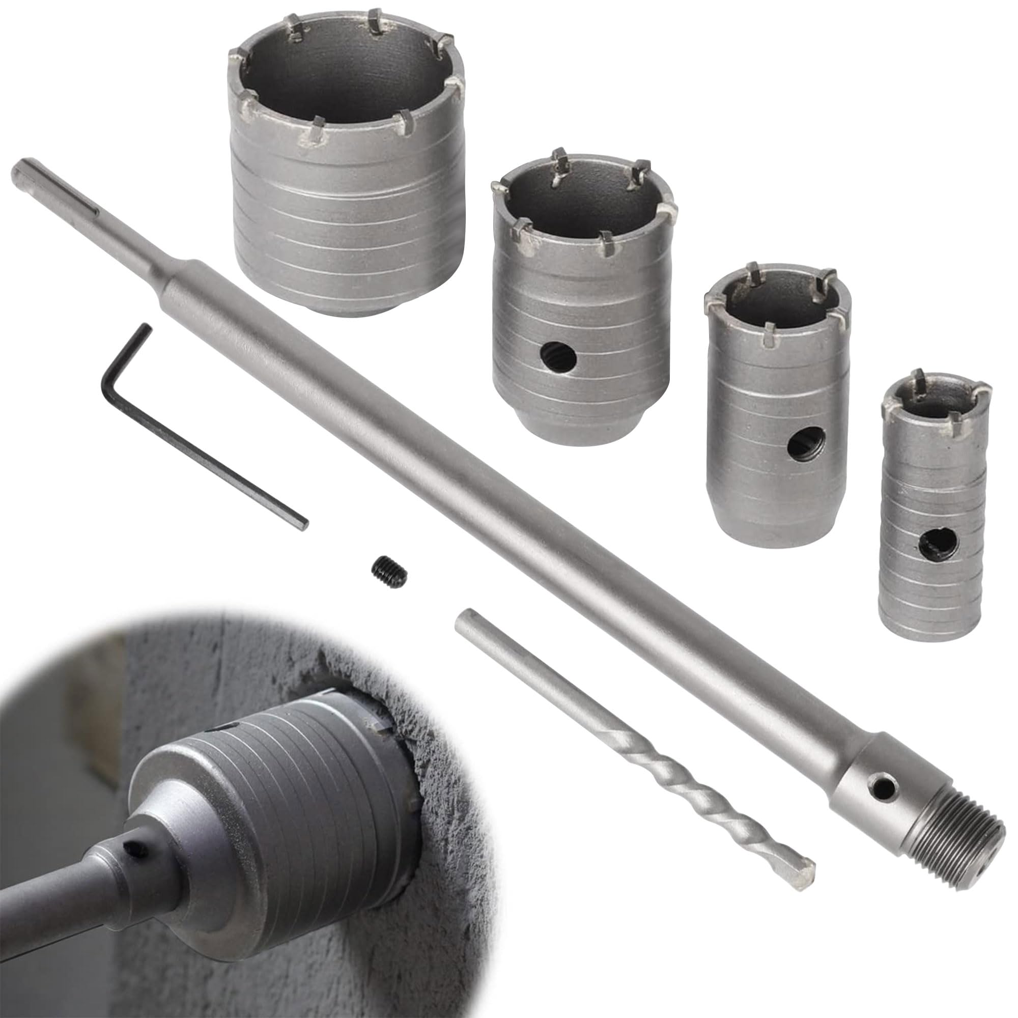 rloao 4 Pcs Concrete Hole Saw Kit(30 40 50 68mm) Wall Hole Cutter Drill Bit