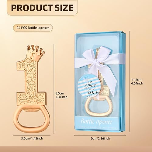Miniatura 2 de wxfdac 24 boxes of 1-year-old birthday party favors, guest gifts 1 Bottle opener, 1-year anniversary decorations, souvenirs, boy gifts (blue)
