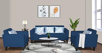 Adorn India Bladen 3-1-1 Five Seater Sofa Set (Wood) (Blue)