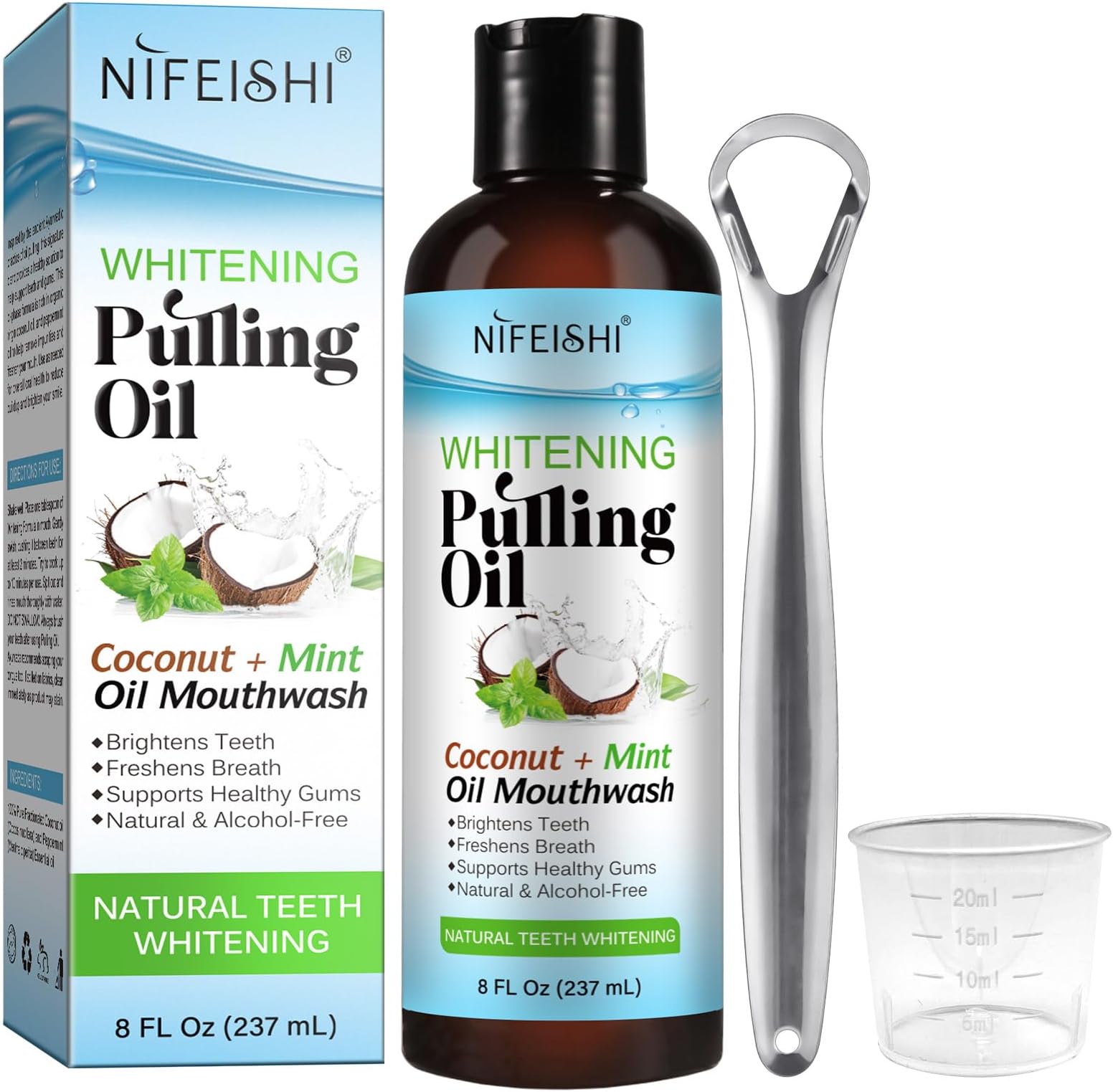 Coconut Pulling Oil (8 Fl.Oz), Mint Oil Pulling Mouthwash