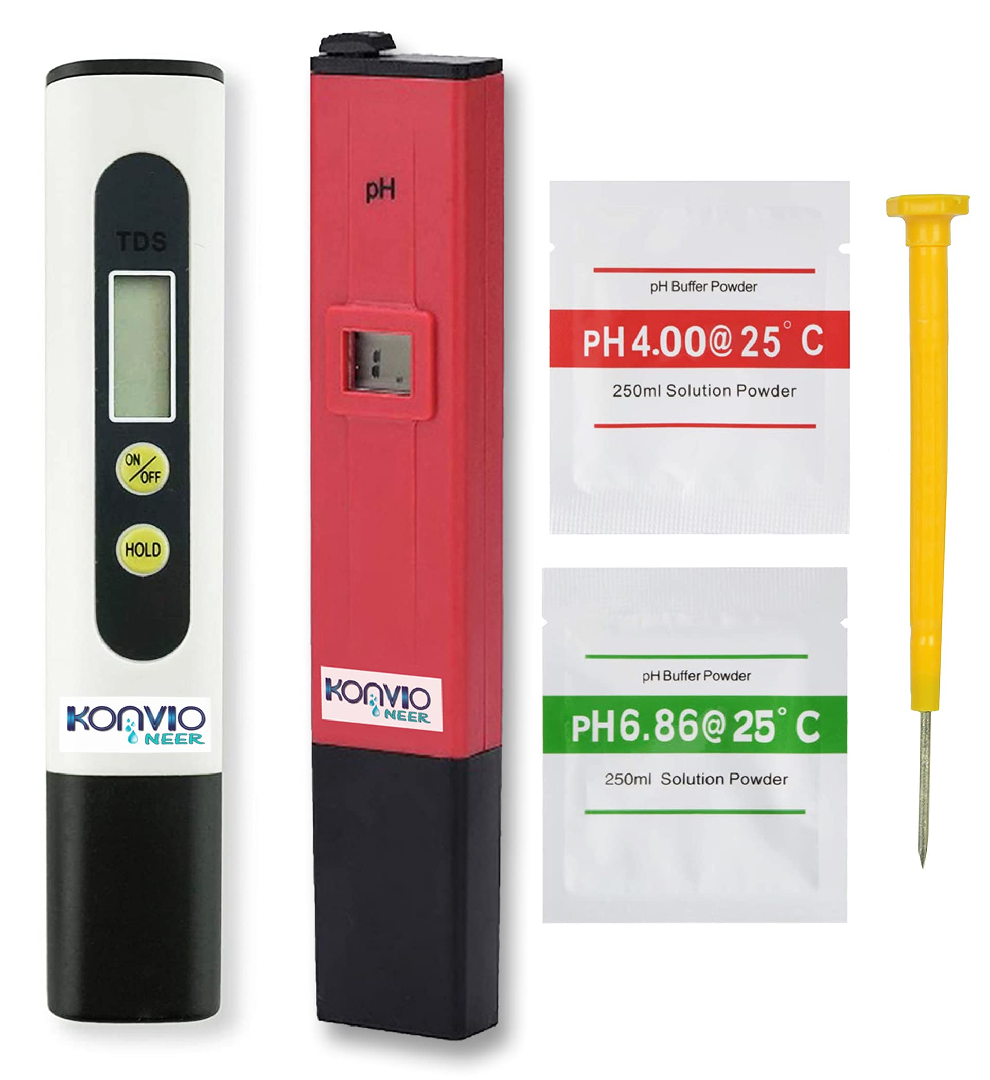 Konvio Neer Total Dissolved Solids Meter and Manual pH Meter for Water Testing, for Multi-Purpose Usage, with Buffer Solution (Pack of 2) (B098QHR7ZM) Amazon Price History, Amazon Price Tracker