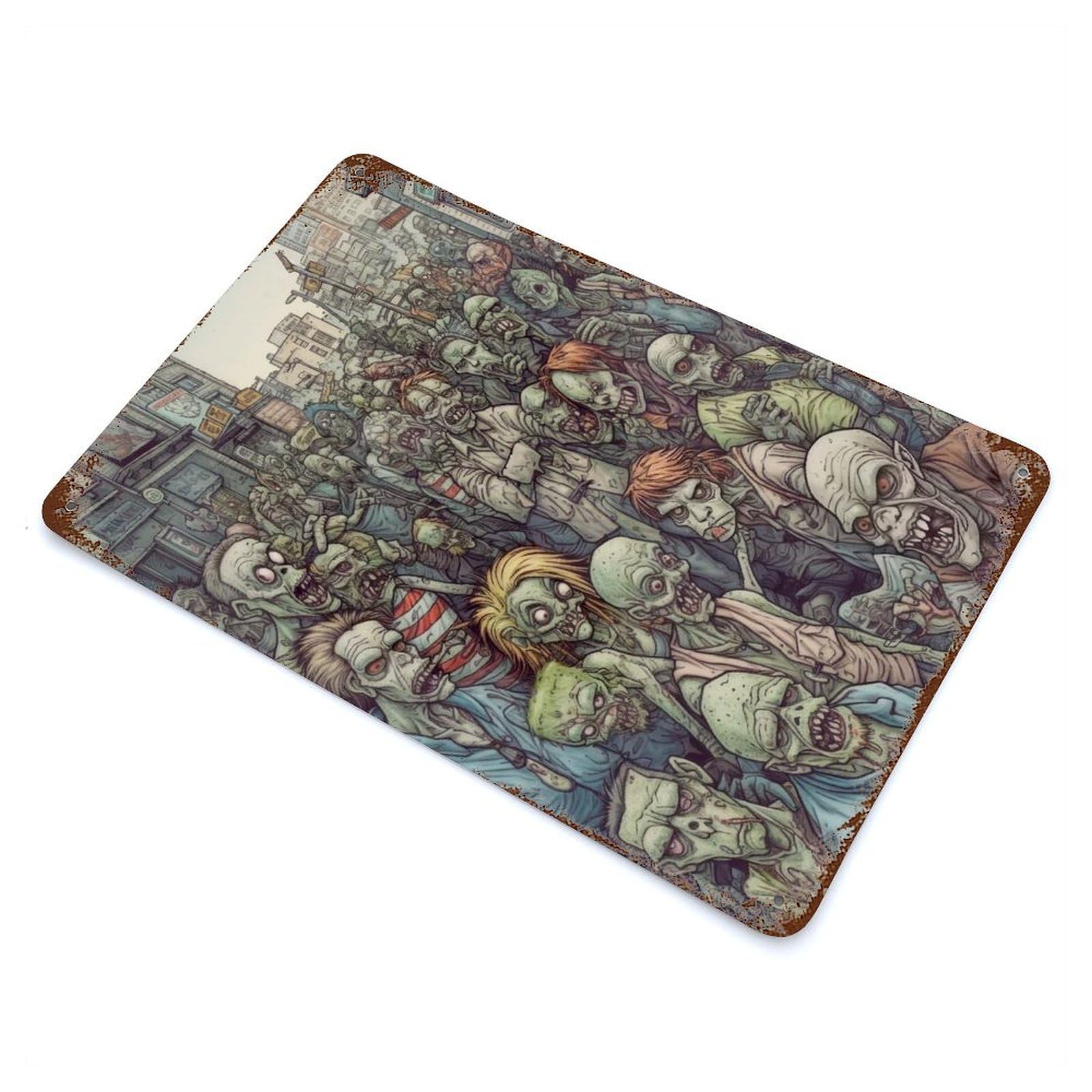 Twisted Figures Weathered Tin Sign 11.8"x7.9", Shabby Chic Decor for Garage, Pub Or Kitchen