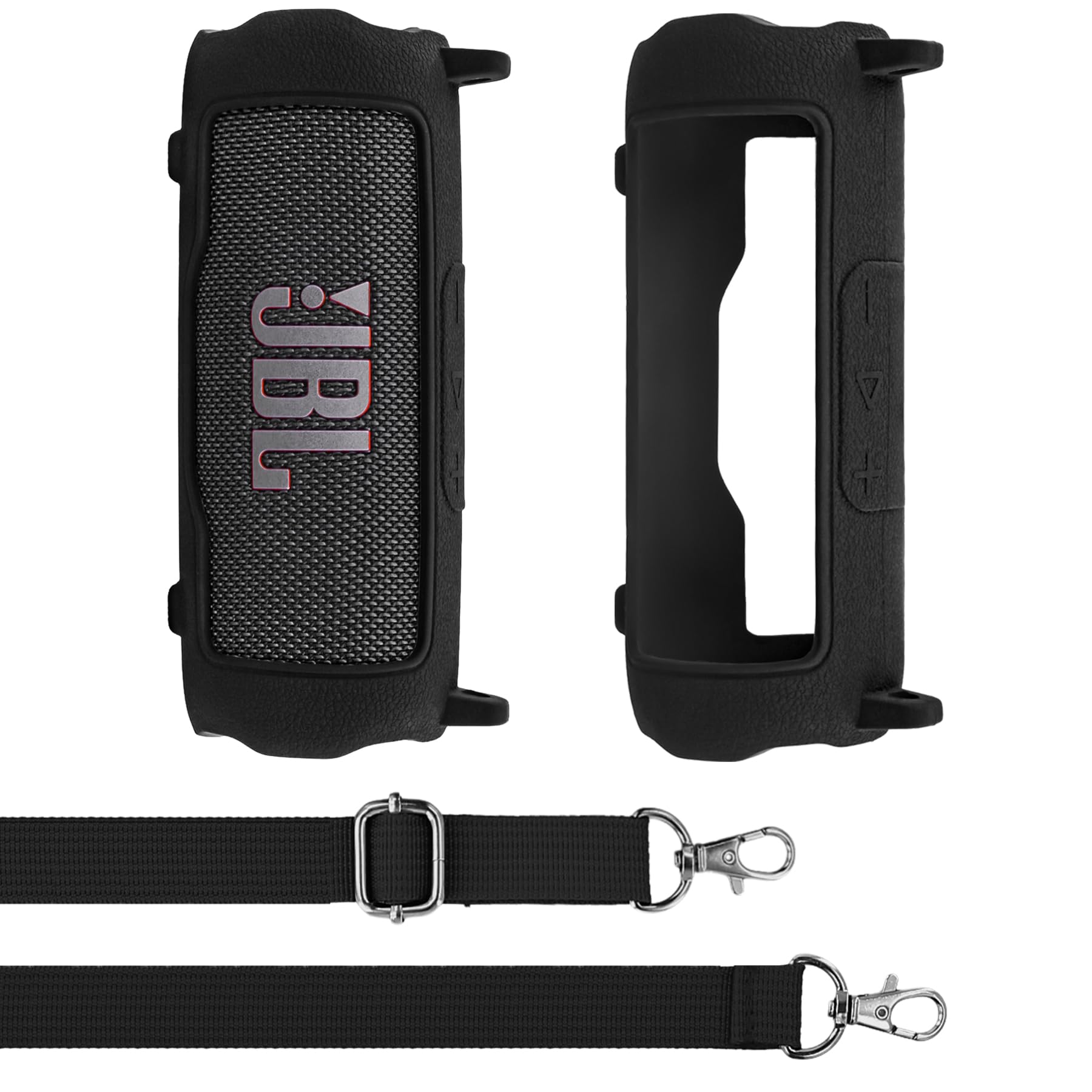 co2CREA Draagtas, case, siliconen beschermhoes compatibel met JBL Go 4 draagbare bluetooth-luidspreker, draagbare ultralichte siliconen beschermhoes met karabijnhaak (luidspreker niet inbegrepen