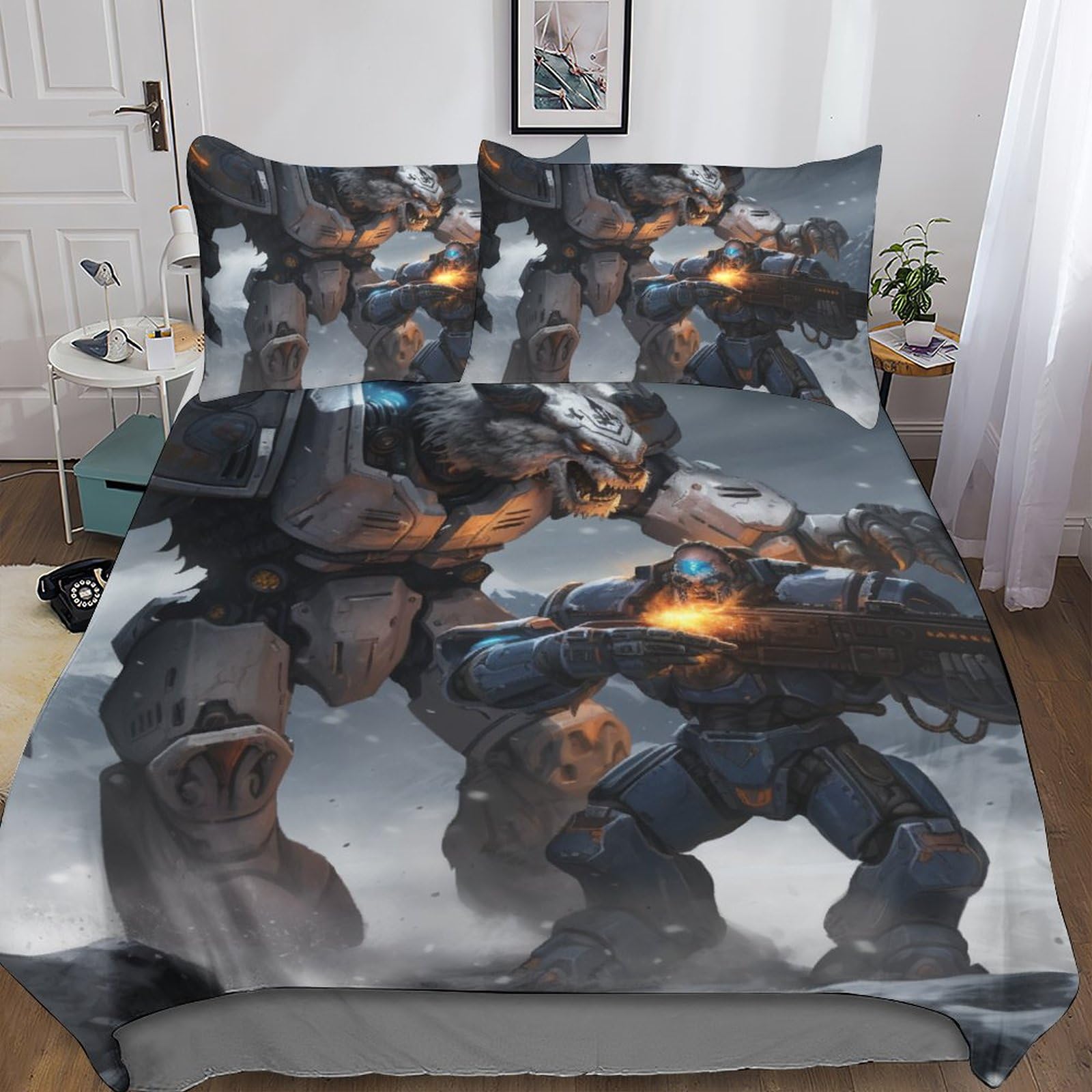 Housse de couette Space Wolves hypoallergénique en microfibre respirante 3D