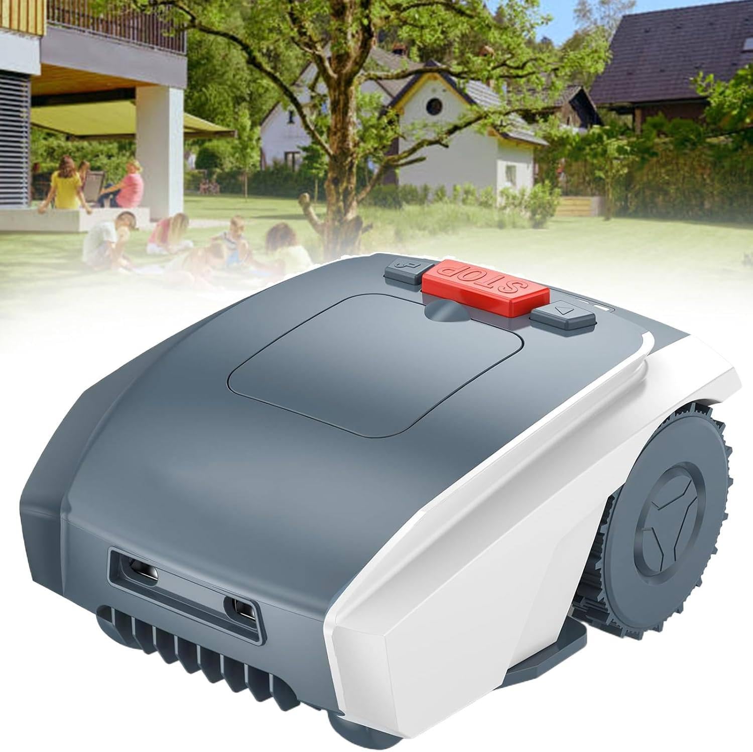 Cortacésped robótico, cortacésped inalámbrico autopropulsado, control por aplicación, planificación de rutas, con sensor de lluvia, sensor de elevación e inclinación, área de césped 1500 m²