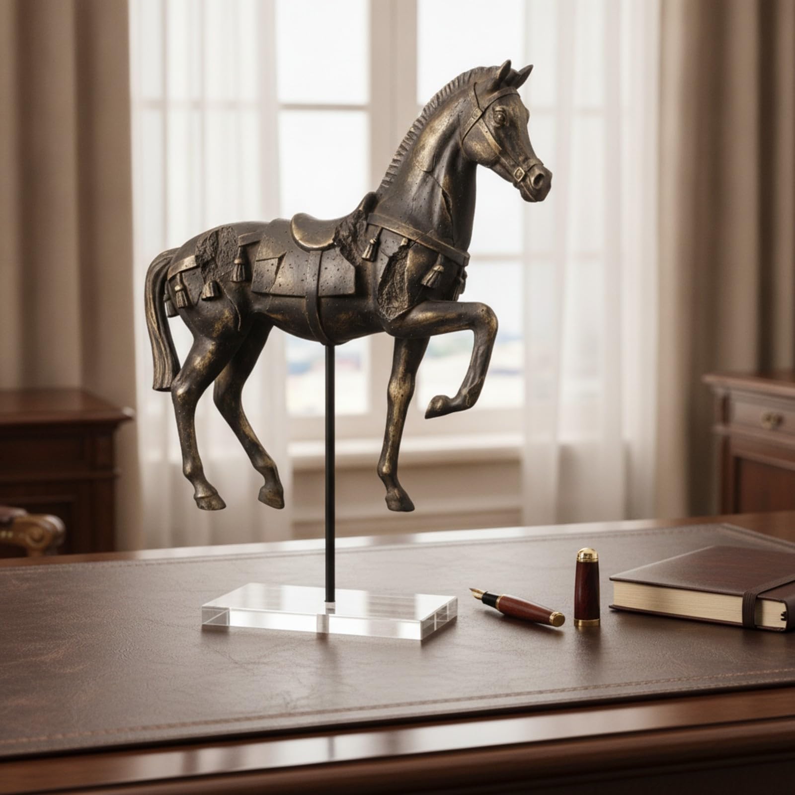 Colcolo Statuetta | Finitura Effetto Bronzo Antico, Scultura di, Dinamica, Decorazione, per Libreria, Dei Cavalli, Collezionisti, Da B