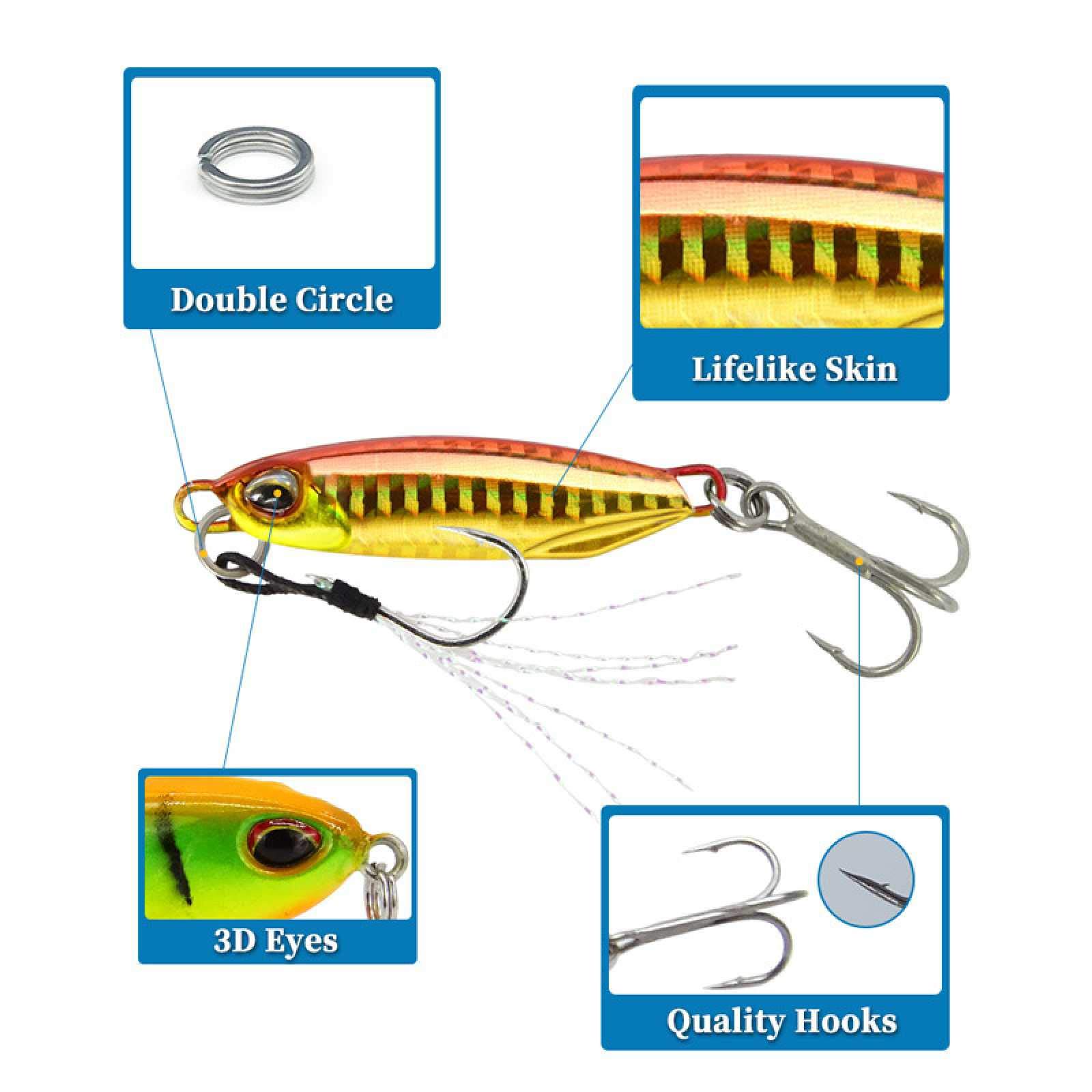 10Pack Esche da pesca in acqua salata Impianti di esca 5 ganci Sabiki Rigs Vera pelle di pesce Gancio per corda Sgombro Glow in The Dark Flash Rigs  18
