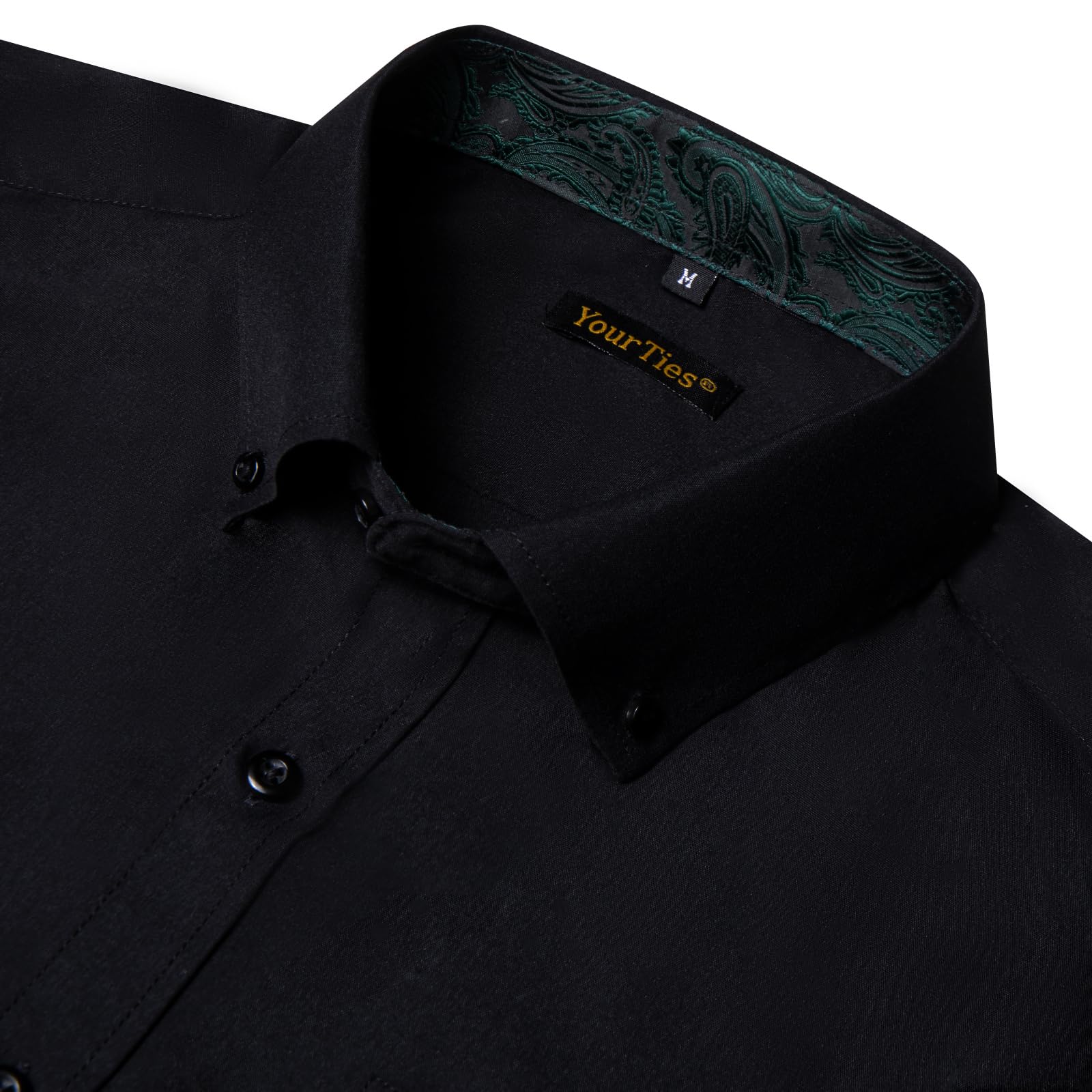YourTies Camicia da uomo a maniche lunghe con motivo cachemire a contrasto interno e bottoni, stile casual, formale, per feste di nozze