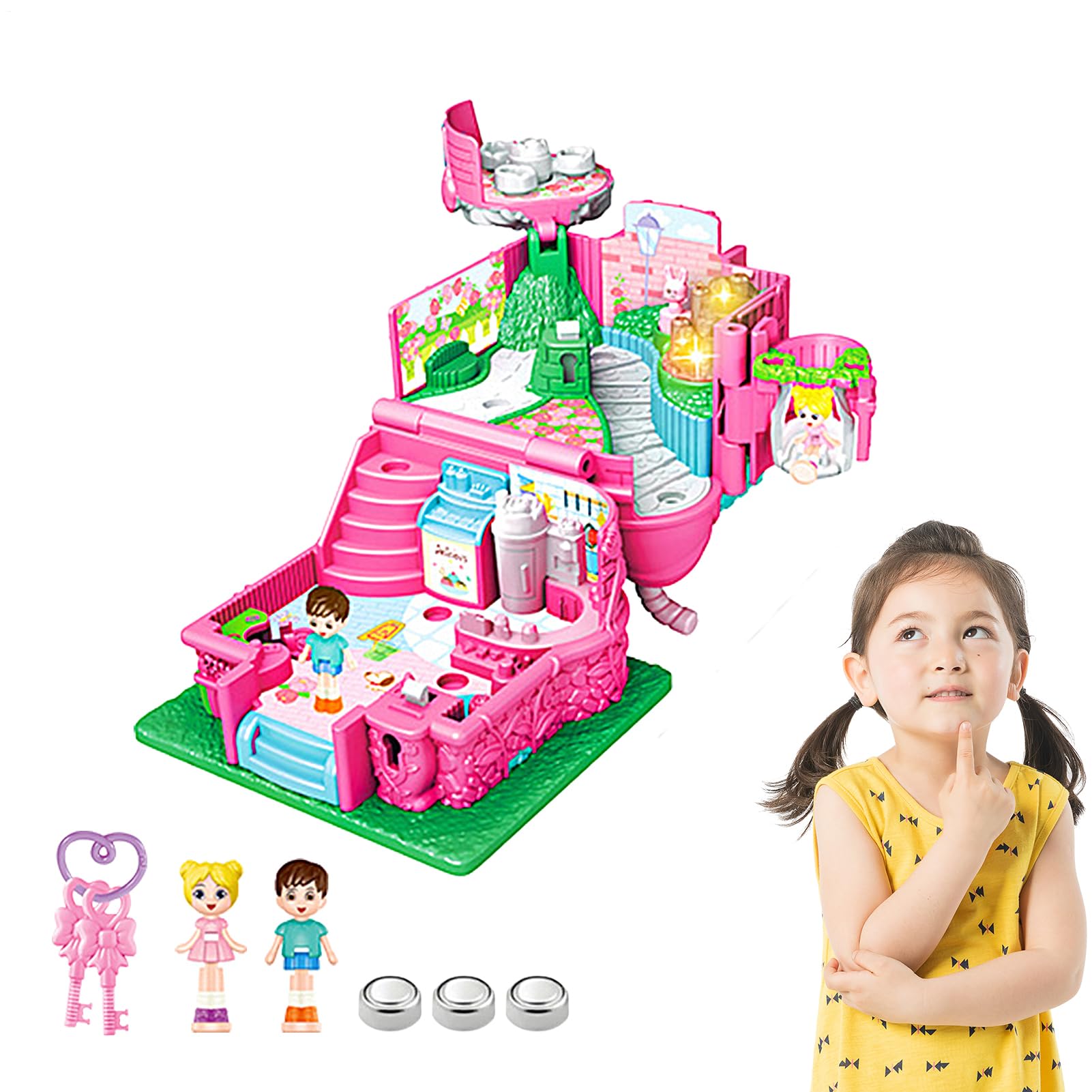 Penlimly Doll Houses for Girls | Playset Princess Lights & Dancing Castle Musical Toy,Dream Doll House Furniture Pink Girl Toys, with Lights, House Christmas Decorations Gift for Ages 3+