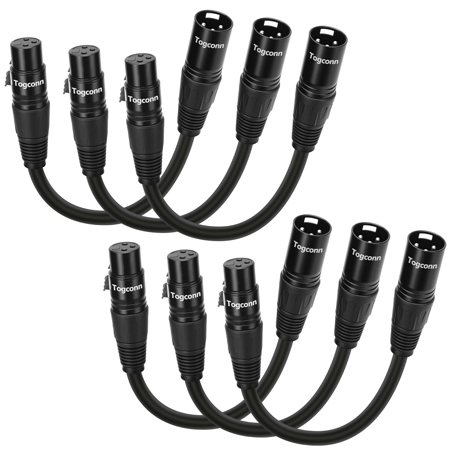 6-Pack Short XLR Mic Audio Extension Cables 1.5 Feet, 3-Pin XLR Male to Female Microphone Connector Extender Cord, Hi-Fi Sound for Speaker, Recording Studio, Mic Mixer, Audio Interface, Amplifier