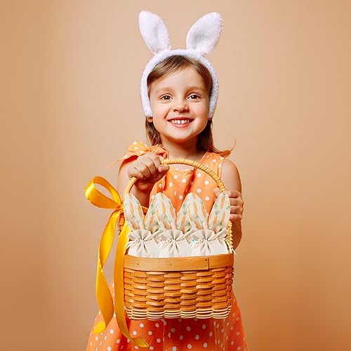 Miniatura 4 de Cheerland 6 bolsas de regalo de arpillera de lino beige para el día de Pascua, conejo, conejo, zanahoria, dulces con cordón para feliz Pascua,