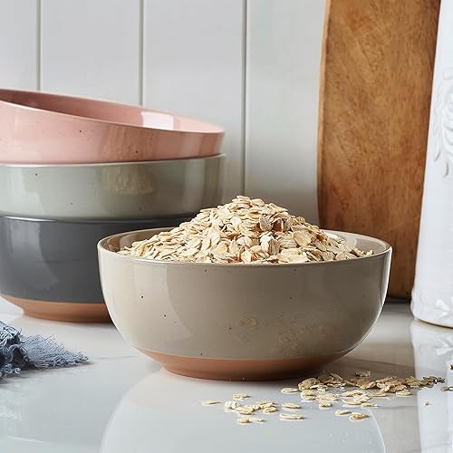 Miniatura 6 de Gencywe Juego de 4 cuencos planos de cerámica de 26 onzas, cuencos de sopa para cocina, ensalada y avena, cuencos para servir nueces, pasta, sopa,