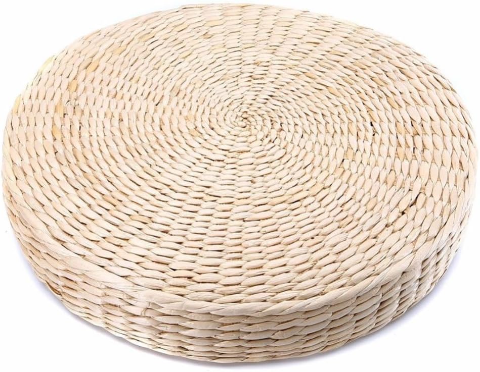 Woven Straw Seat Cushion Pad,2PCS Handmade Straw Round Tatami Yoga Floor Seat Pillow Cushions Breathable Japanese Tatami Floor Pillow Meditation Pillow for Home(40cm x 6 cm)