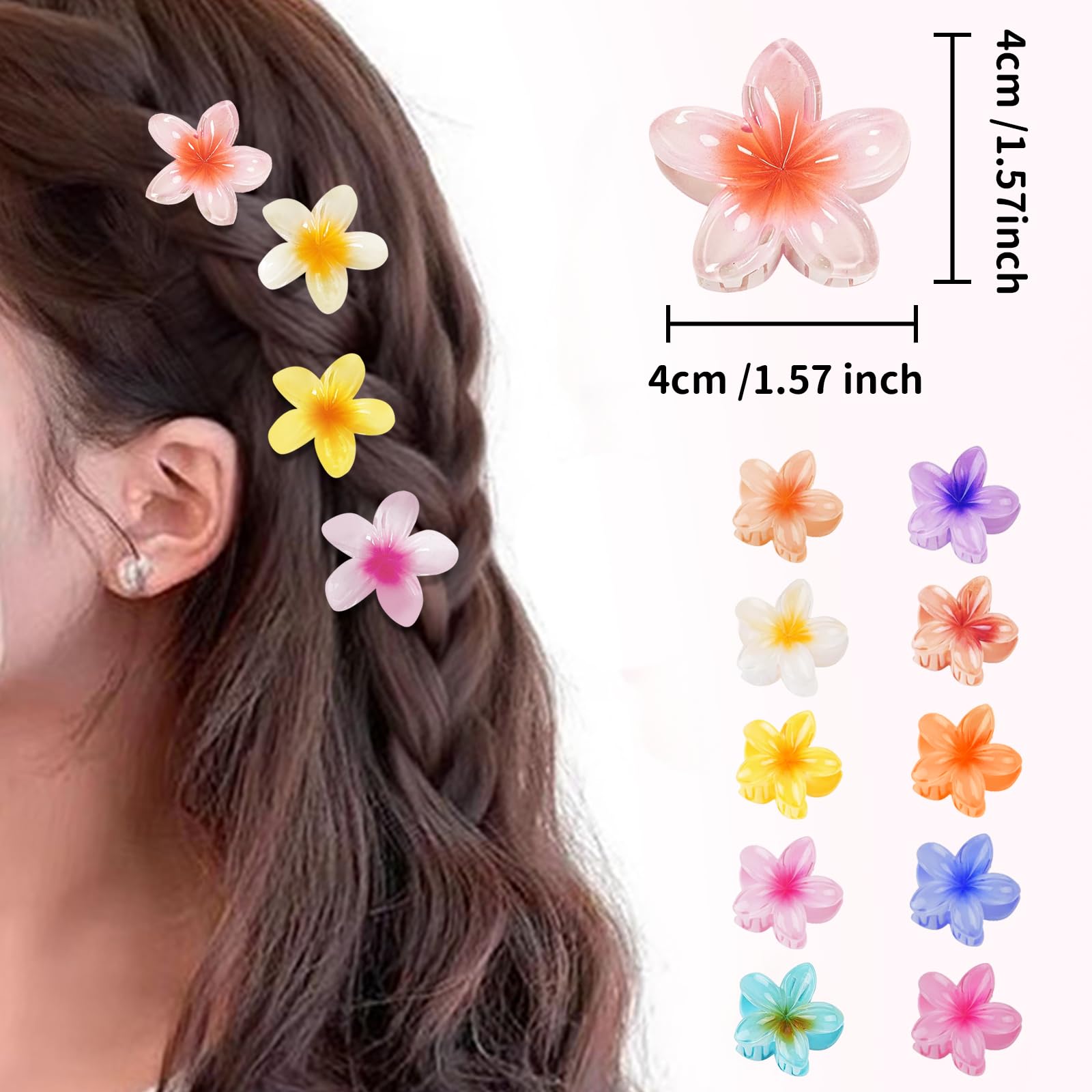 10Pcs Small Flower Hair Claw Clips for Women and Girls Mini Hawaiian Hibiscus Claw Clips - Image 2
