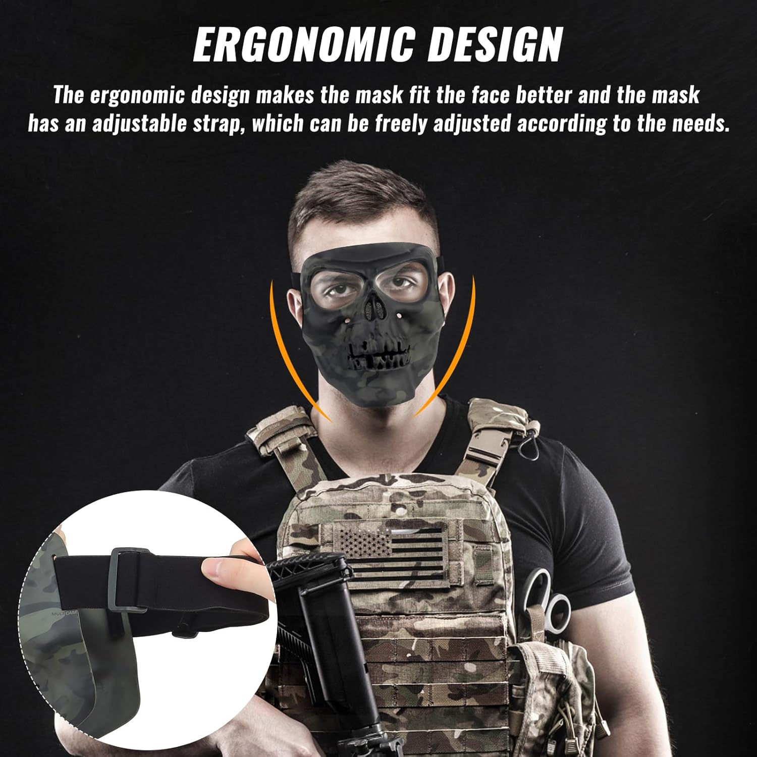 AOUTACC Airsoft Mask,Mask Full Face with Goggles,Paintball Mask Protective Adjustable Mask for Halloween Paintball Game Cosplay Outdoor