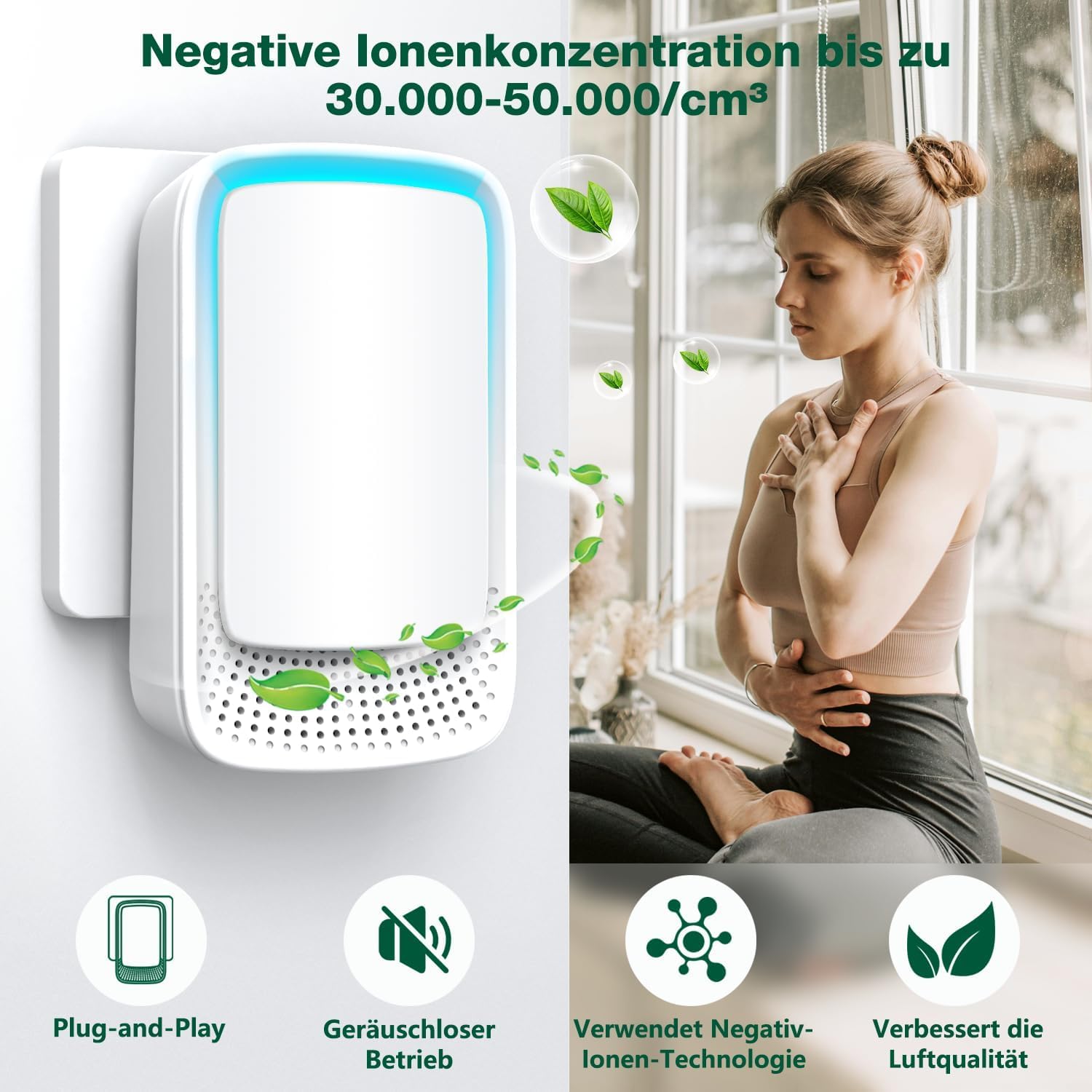 Felsfrei ODRX V2 Luftreiniger, tragbarer Mini-Luftfilter mit Negativ-Ionen, leise