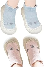 2 Pairs Toddler Kids Socks Non-Slip Shoes Cute Cat Pattern Walking Shoes Soft Silicone Shoes and .