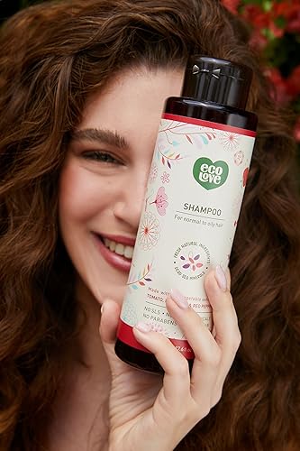 Miniatura 3 de ecoLove Champú natural para cabello normal y graso y gel de baño hidratante para piel seca - Con extracto orgánico de tomate y remolacha sin SLS o