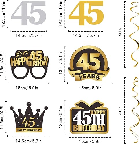 Miniatura 51 de LINGTEER Happy 65th Birthday Decorations Set - 12Pcs Black & Gold Swirls Streamer,Happy Birthday Bunting Banner,Cheers to 65 Years Old Bday Party
