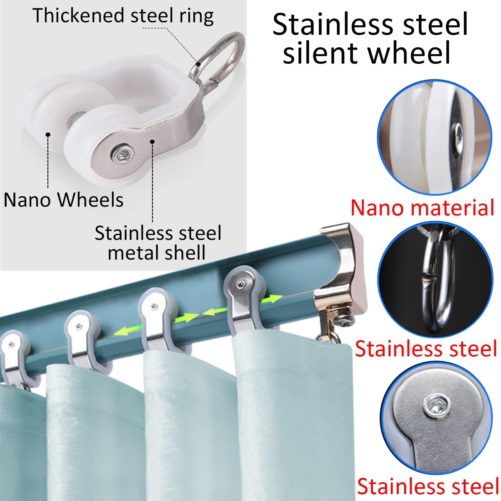 Sistema ferroviario personalizzabile – Rulli e aste silenziose per montaggio a parete/soffitto per un funzionamento fluido, perfetto per applicazioni versatili e facile installazione
