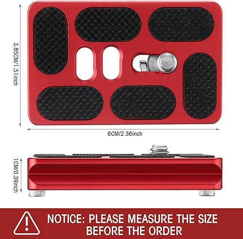 Vista 64 de Frienda 2 piezas de placa de liberación rápida de metal con tornillo de cámara de 1/4 a 20 placa de montaje de trípode se adapta estándar para Negro