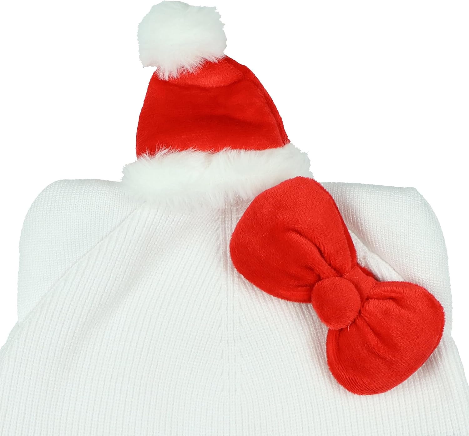 Hello Kitty Beanie Santa Kitty Embroidered Design with 3D Bow Knit Winter Hat OSFM Multicolored - Image 3