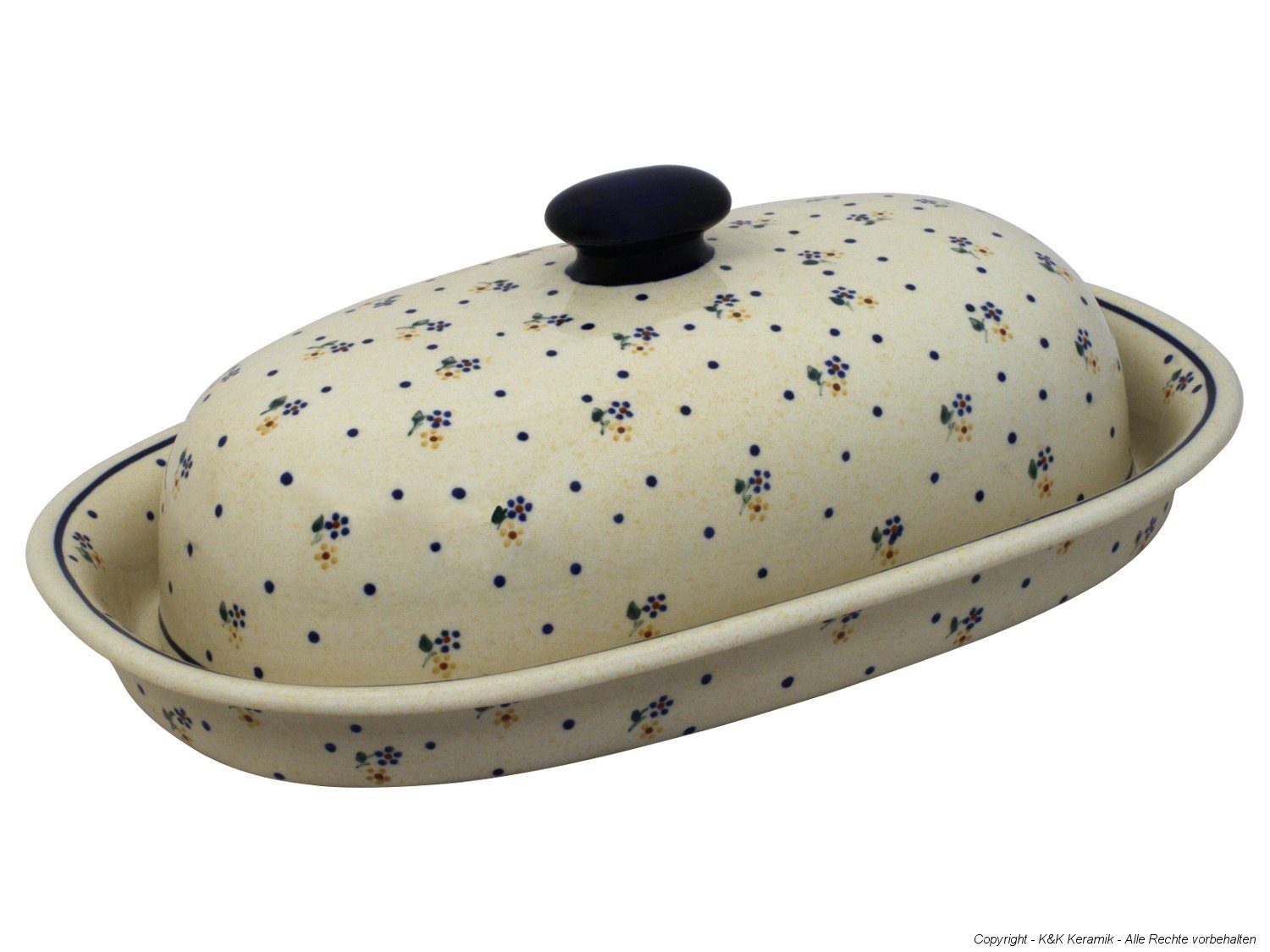 Boite a pain céramique Bunzlau 39,5 cm décor 111 pour petits déjeuners