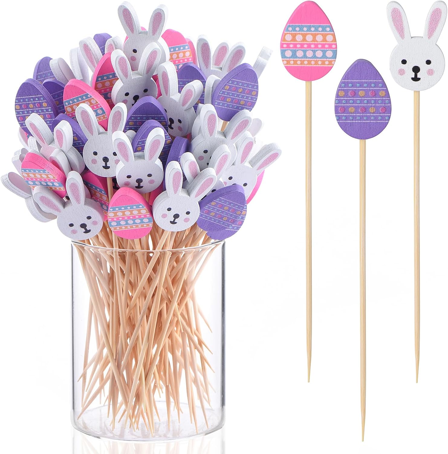 JtmyAota 100 Pack Easter Toothpicks for Appetizers, Rabbit Cocktail Picks
