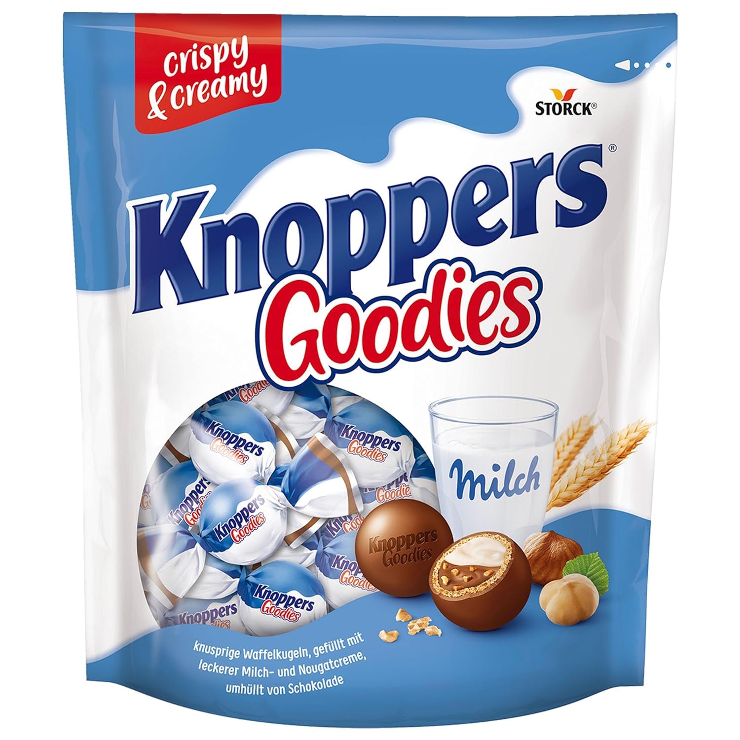 Knoppers Goodies Knusper Minis (14 x 180 g) – knusprige Waffelkugeln gefüllt mit Haselnussstücken
