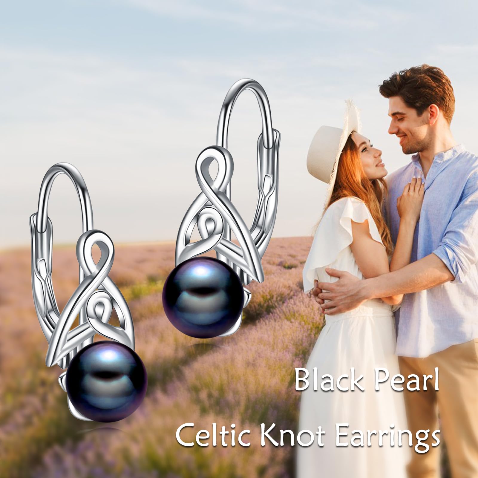 Perlenohrringe für Damen, 925er Sterlingsilber, keltischer Knoten, Klappbügel, Perlenschmuck, Geschenke für Mädchen