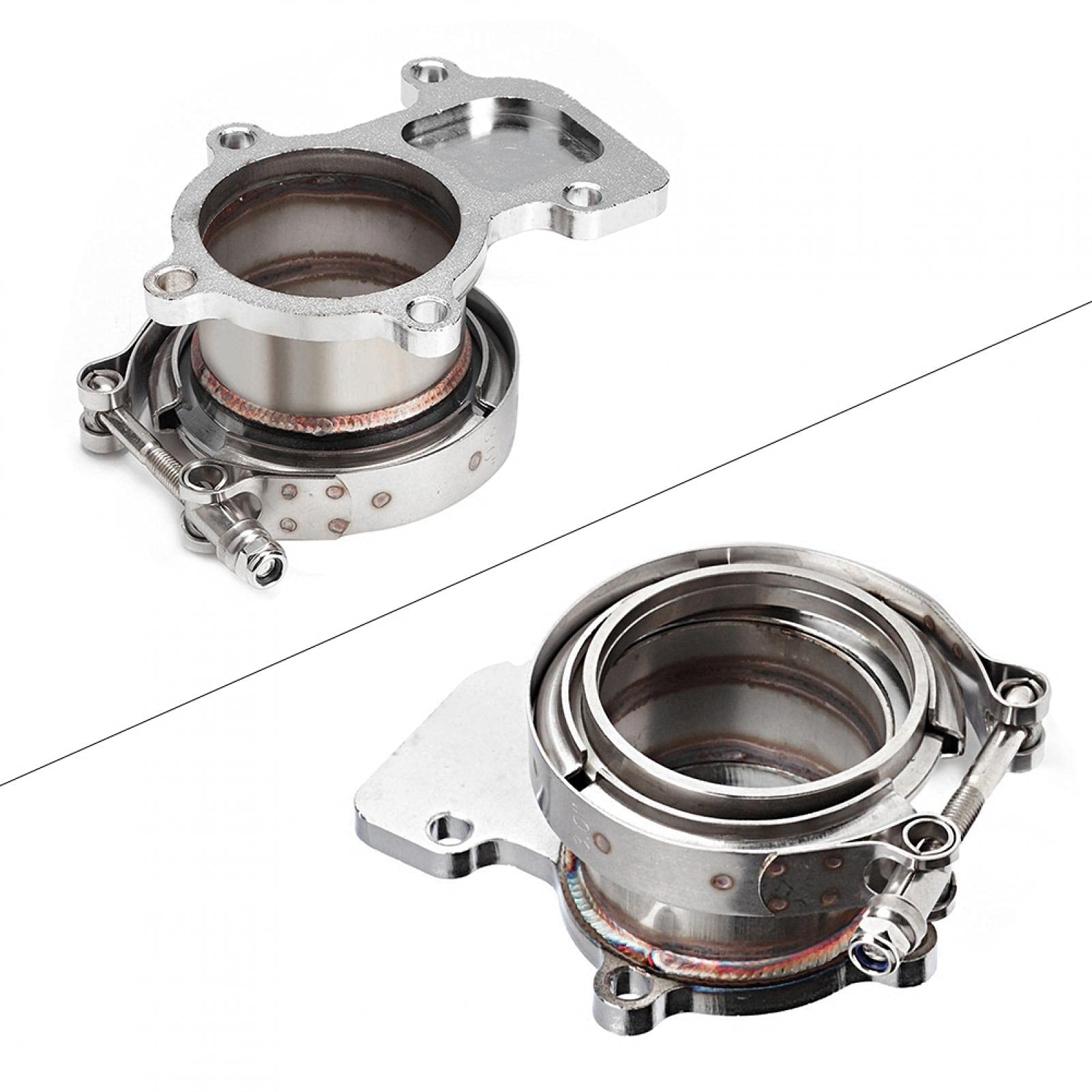 Akozon Flangia turbo a flangia V-band 3 "in acciaio inossidabile per Holset WH1C HX35 HX35W Downpipe