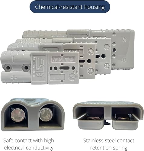 Miniatura 7 de Blue Bar Industries Batería de 50 A 6-8 AWG de desconexión rápida - Conector de recuperación de 50 amperios, cabrestante de remolque, carrito de