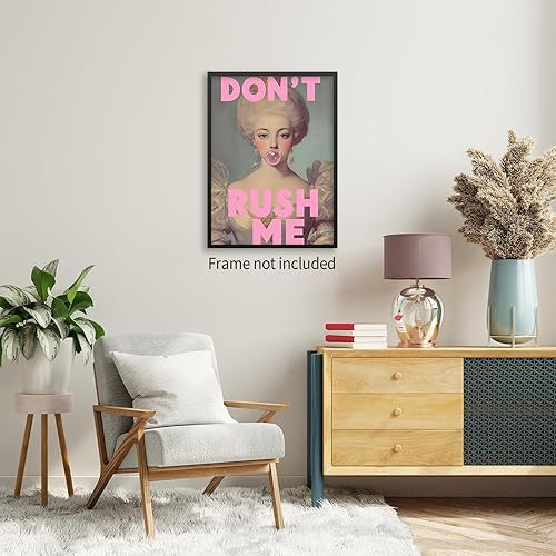 Miniatura 4 de Haitunone Arte de pared con texto en inglés "Don't Rush Me", póster estético victoriano, elegante, femenino, color rosa, para galería, sala de