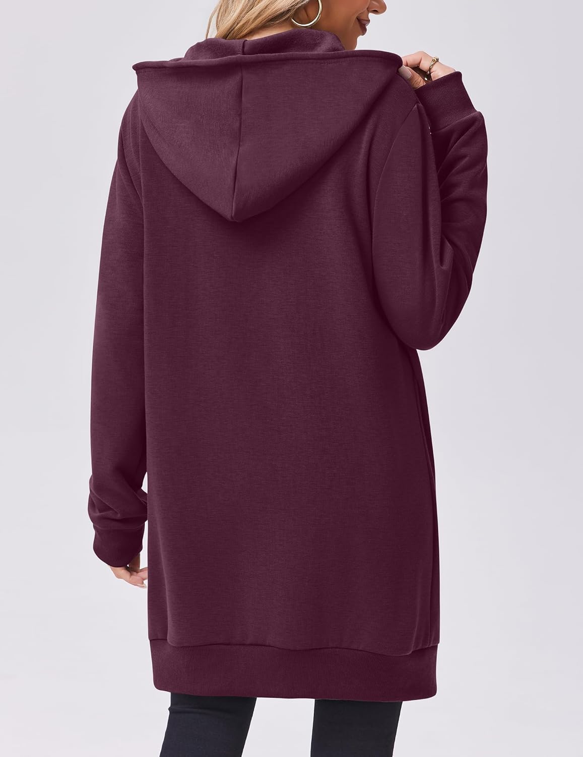 Zeagoo Women's Zip Up Hoodies Long Tunic Sweatshirts Oversized Fleece Casual Long Sleeve 2026 Fall Hoodie Jacket Coat - Image 6