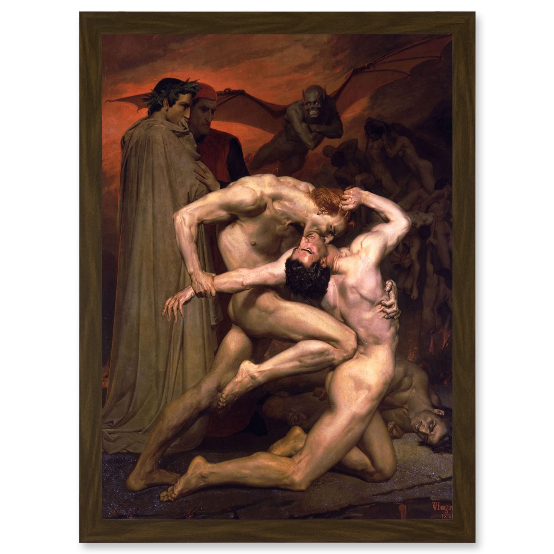 Artery8 William Adolphe Bouguereau Dante Virgil Hell A4 Artwork Framed Wall Art Print