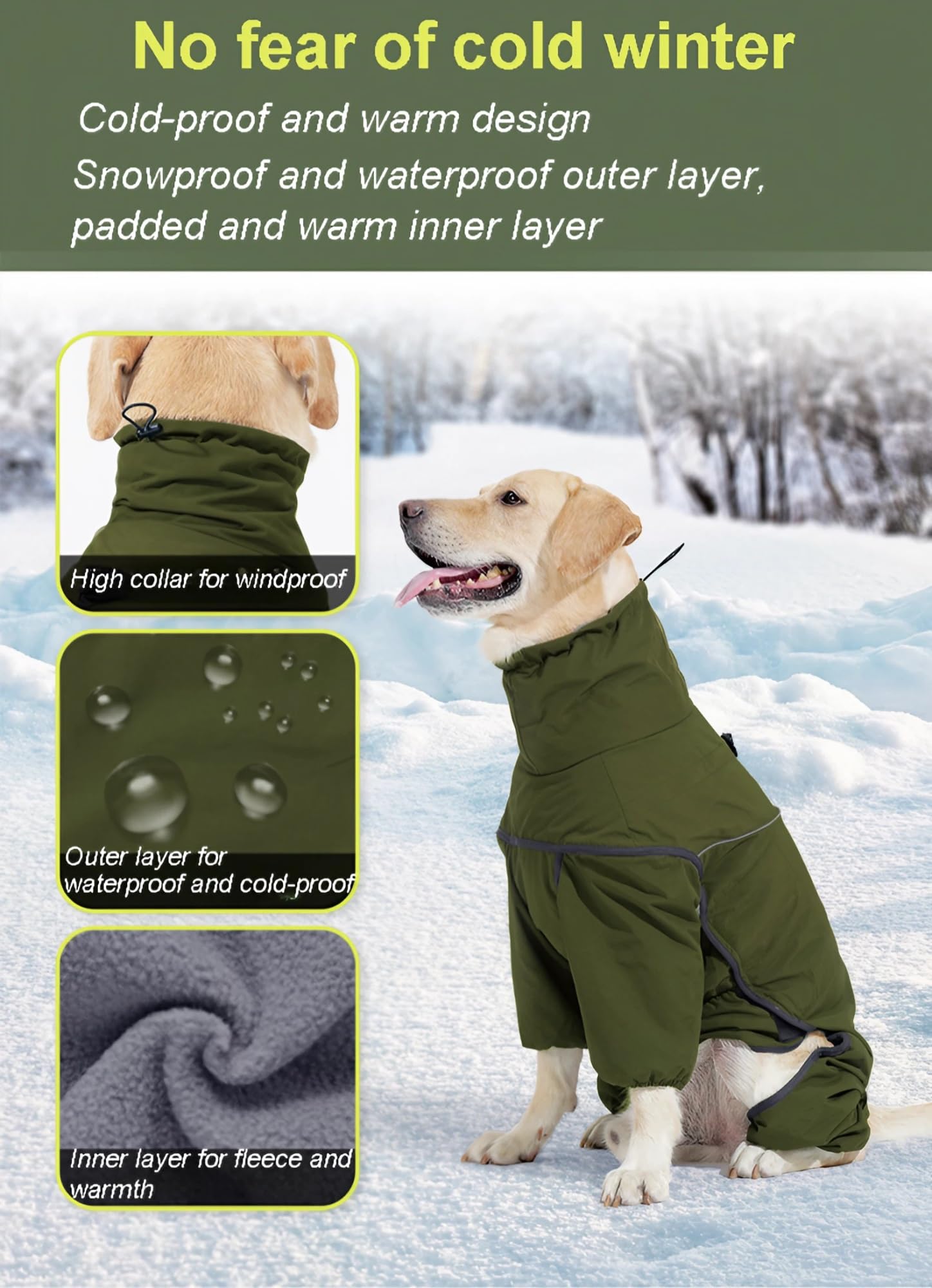 Warm Gemütlich Hundekleidung, Wasserdicht Hundemantel mit Beinen, Hundebademantel mit Beinen, Hundemantel Fleece, mit Hundeleinen-Clip, für Kleine Mittelgroße und Große Haustiere(Green,XXL)