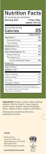 Miniatura 5 de Teeccino Alternativa al café de achicoria de chocolate Maca – Café de hierbas molido que es prebiótico, sin cafeína y sin ácido, tostado oscuro, 11